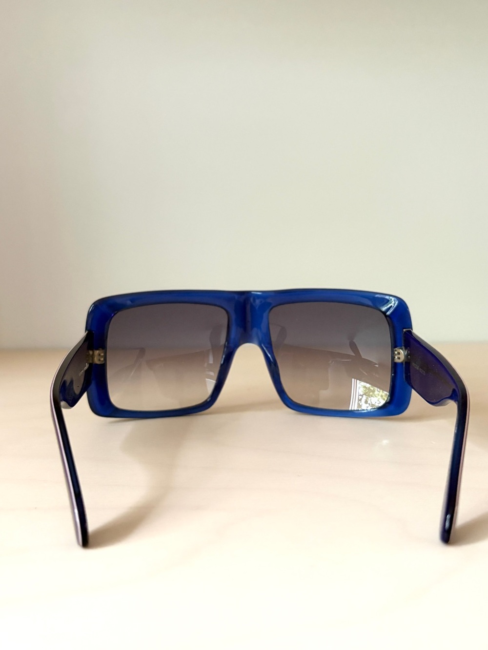 Karen Walker Oversized Black-Plum Sunglasses with Cobalt Inner Frame - Picture 4 of 11